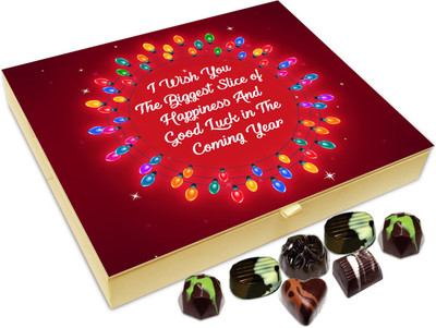 

Chocholik New Year Chocolate Box - I Wish You Biggest Slice Of Happiness On New Year Chocolate Box - 20pc Truffles(240 g)