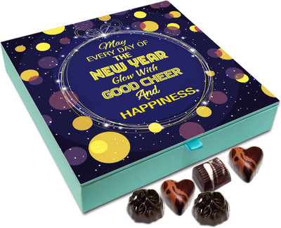 

Chocholik New Year Chocolate Box - May Every Day Of New Year Glow With Cheer And Happiness Chocolate Box - 9pc Truffles(108 g)