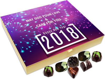 

Chocholik New Year Gift Box - May God Pour Love And Care On This New Year Chocolate Box - 20pc Truffles(240 g)