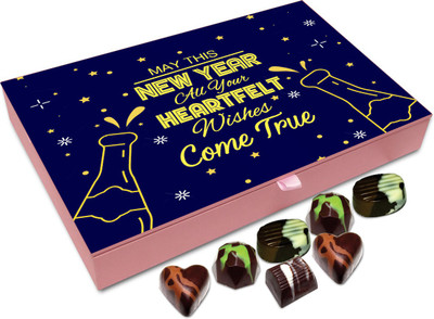 

Chocholik New Year Chocolate Box - May This New Year All Your Heartfelt Wishes Come True Chocolate Box - 12pc Truffles(144 g)