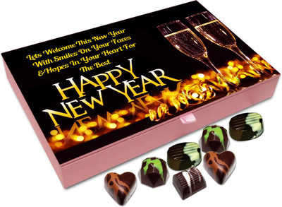 

Chocholik New Year Chocolate Box - Lets Welcome This New Year With Smiles Chocolate Box - 12pc Truffles(144 g)