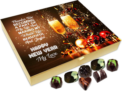 

Chocholik New Year Chocolate Box -Thanks For Becoming Part Of My Life And Have A Happy New Year Chocolate Box - 20pc Truffles(240 g)