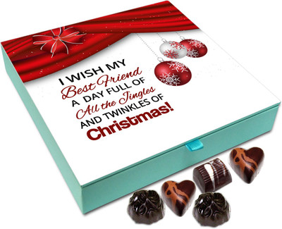 

Chocholik Christmas Gift Box - I Wish My Best Friend A Very Happy Christmas Chocolate Box - 9pc Truffles(108 g)