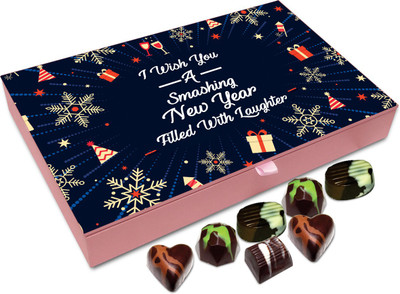 

Chocholik New Year Chocolate Box - I Wish You A Smashing And Enjoyable New Year Chocolate Box - 12pc Truffles(144 g)