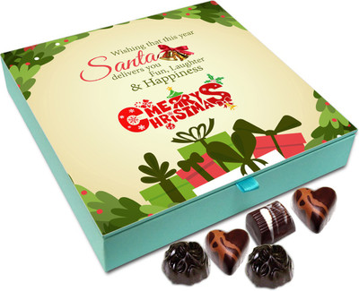 

Chocholik Christmas Gift Box - May Santa Deliver Laughter Fun And Happiness On Christmas Chocolate Box - 9pc Truffles(108 g)