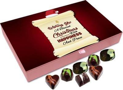 

Chocholik Christmas Gift Box - Wishing You Christmas With Happiness And Peace Chocolate Box - 12pc Truffles(144 g)