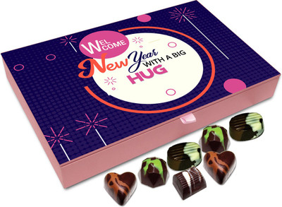 

Chocholik New Year Chocolate Box - Welcome New Year With A Hug Chocolate Box - 12pc Truffles(144 g)