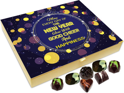 

Chocholik New Year Chocolate Box - May Every Day Of New Year Glow With Cheer And Happiness Chocolate Box - 20pc Truffles(240 g)