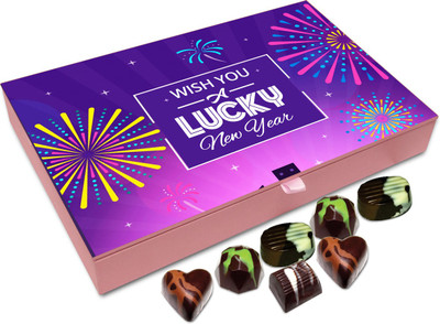 

Chocholik New Year Chocolate Box - Wish You A Lucky New Year Chocolate Box - 12pc Truffles(144 g)