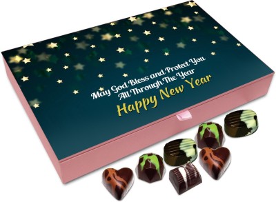 

Chocholik New Year Chocolate Box -May God Bless You And Protect You All Throughout New Year Chocolate Box - 12pc Truffles(144 g)