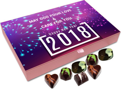 

Chocholik New Year Gift Box - May God Pour Love And Care On This New Year Chocolate Box - 12pc Truffles(144 g)