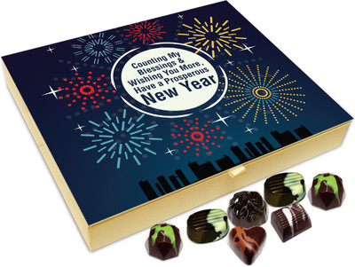 

Chocholik New Year Gift Box - Counting My Blessing And Wishing You More, Have A Prosperous New Year Chocolate Box - 20pc Truffles(240 g)