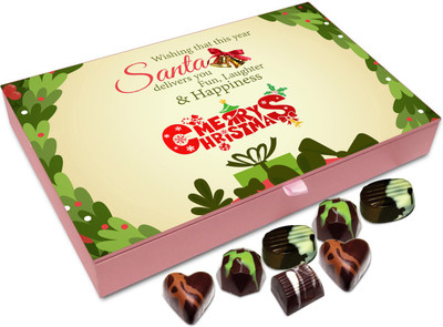 

Chocholik Christmas Gift Box - May Santa Deliver Laughter Fun And Happiness On Christmas Chocolate Box - 12pc Truffles(144 g)