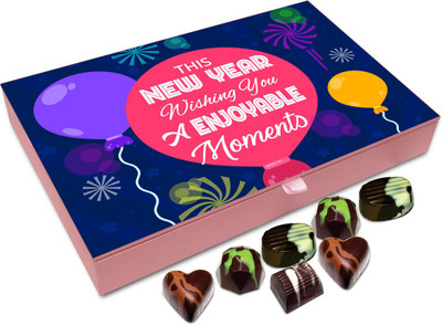 

Chocholik New Year Chocolate Box - Wishing You Lots Of Enjoyable Moments On New Year Chocolate Box - 12pc Truffles(144 g)