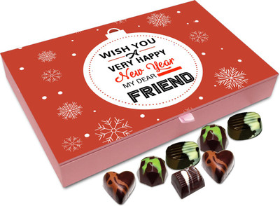 

Chocholik New Year Chocolate Box - Wish You A Very Happy New Year My Dear Friend Chocolate Box - 12pc Truffles(144 g)