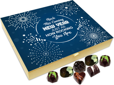 

Chocholik New Year Chocolate Box - May This New Year Be As Rocking As You Are Chocolate Box - 20pc Truffles(240 g)