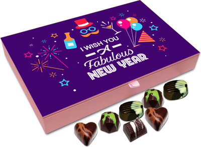 

Chocholik New Year Chocolate Box - I Wish You A Fabulous New Year Chocolate Box - 12pc Truffles(144 g)