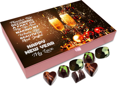 

Chocholik New Year Chocolate Box -Thanks For Becoming Part Of My Life And Have A Happy New Year Chocolate Box - 12pc Truffles(144 g)