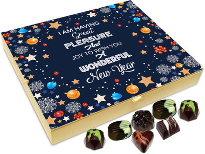 

Chocholik New Year Chocolate Box - Its A Great Pleasure And Joy To Wish You A very Happy New Year Chocolate Box - 20pc Truffles(240 g)