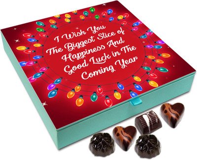 

Chocholik New Year Chocolate Box - I Wish You Biggest Slice Of Happiness On New Year Chocolate Box - 9pc Truffles(108 g)