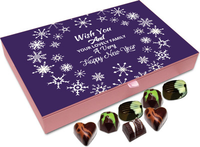 

Chocholik New Year Chocolate Box - Wish You And Your Family A Very Happy New Year Chocolate Box - 12pc Truffles(144 g)