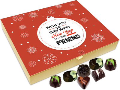 

Chocholik New Year Chocolate Box - Wish You A Very Happy New Year My Dear Friend Chocolate Box - 20pc Truffles(240 g)
