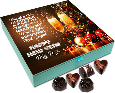 

Chocholik New Year Chocolate Box -Thanks For Becoming Part Of My Life And Have A Happy New Year Chocolate Box - 9pc Truffles(108 g)