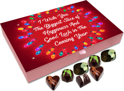 

Chocholik New Year Chocolate Box - I Wish You Biggest Slice Of Happiness On New Year Chocolate Box - 12pc Truffles(144 g)