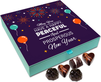 

Chocholik New Year Chocolate Box - May You Have A Happy Peaceful And Prosperous New Year Chocolate Box - 9pc Truffles(108 g)