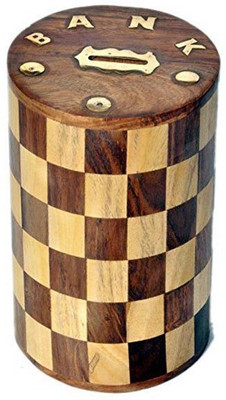 

WoodCart Wooden Coin Bank(Brown)