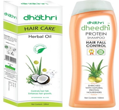 

Dhathri Hair Care Herbal oil 100 ml and Deedhi Protein shampoo 100 ml - total 200 ml(Set of 2)