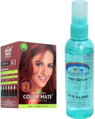 

COLOR MATE Hair Color 9.3 Burgundy Sachet 6 Pcs and 1 Pc Pink Root Hair Serum Pack of 7(Set of 7)