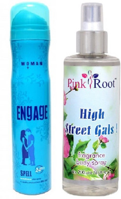 Engage Spell Woman Deo 100ml and Pink Root High Street Gals Fragrance body Spray 200ml Pack of 2(Set of 2)