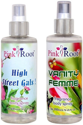 

Pink Root High Street Gals Fragrance body Spray 200ml and Vanity Femme Fragrance body Spray 200ml Pack of 2(Set of 2)