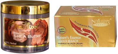 

NATURE ESSENCE Gold Bleach 200gm and Pink Root Feather Touch Shea Butter Skin Cream 100gm Pack of 2(Set of 2)