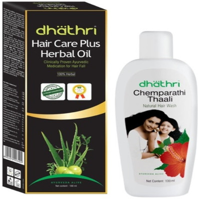 

Dhathri Hair Care Plus Herbal oil 100 ml and Chemparathi Thaali shampoo 100 ml - total 200 ml(Set of 2)