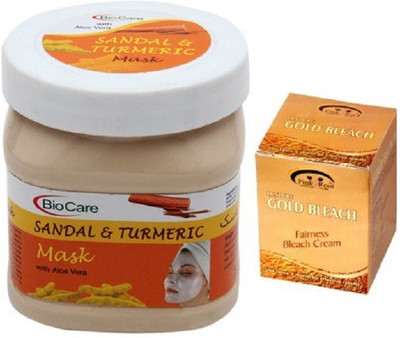 

Biocare Sandal & Turmeric Mask 500 ML, Pink Root Golden Bleach Pack of 2(Set of 2)