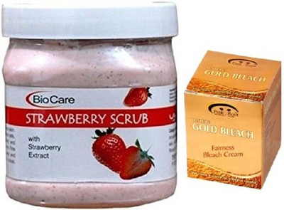 Biocare Strawberry Scrub 500 ML, Pink Root Golden Bleach Pack of 2(Set of 2)
