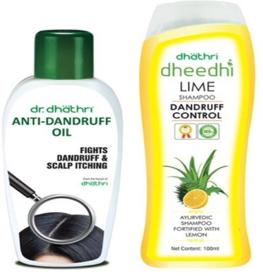 

Dhathri Anti Dandruff oil 75 ml and Deedhi Lime Shampoo 100 ml ( total 175 ml)(Set of 2)