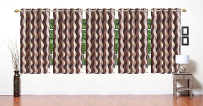 

Stella Creations 154 cm (5 ft) Polyester Window Curtain (Pack Of 5)(Printed, Brown)