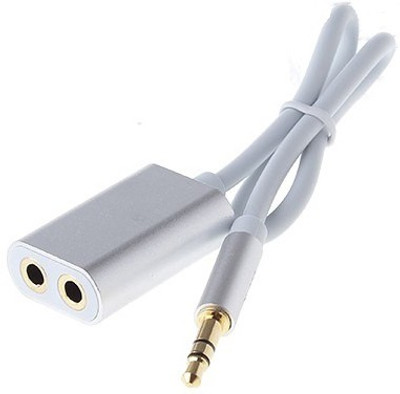 

ReTrack Metal 3.5mm Jack Audio Sharing Cable Support Earphone + Microphone Function 2 in 1 Copper Cable Headphone Splitter(Silver)