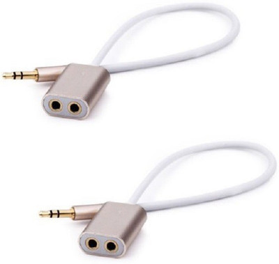 

ReTrack SET OF 2PC Metal 3.5mm Jack Audio Sharing Cable Support Earphone + Microphone Function 2 in 1 Copper Cable Headphone Splitter(Rose Gold)