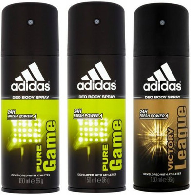 

ADIDAS Two Pure Game and One Victory League Combo Set Body Spray - For Men(450 ml, Pack of 3)