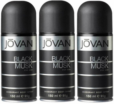 

Jovan Three Black Musk Combo Set Body Spray - For Men(450 ml, Pack of 3)