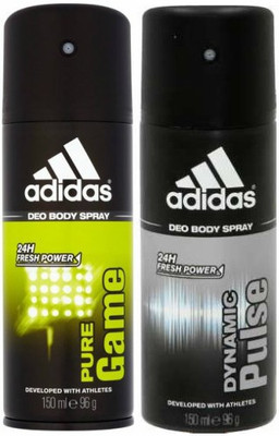

ADIDAS One Pure Game and One Dynamic Pulse Combo Set Body Spray - For Men(300 ml, Pack of 2)