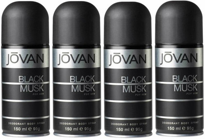 

Jovan Four Black Musk Combo Set Body Spray - For Men(600 ml, Pack of 4)