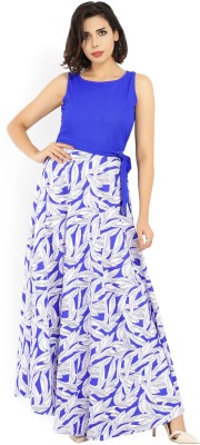 Tokyo Talkies Women Maxi White, Blue Dress