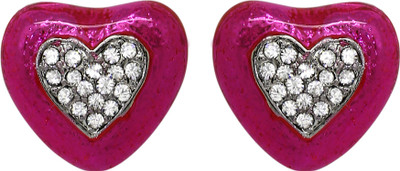 mahi Romantic Heart Stud Crystal Alloy Stud Earring