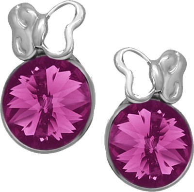 OVIYA Purple Solitaire Butterfly Crystal Alloy Stud Earring