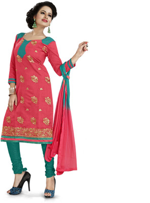 

Vardhman Synthetics Chanderi Embroidered Dress/Top Material(Un-stitched), Red